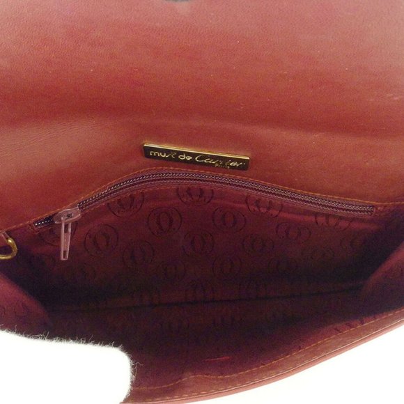 Cartier clutch bag mast line Bordeaux leather Auth used - Picture 2 of 16